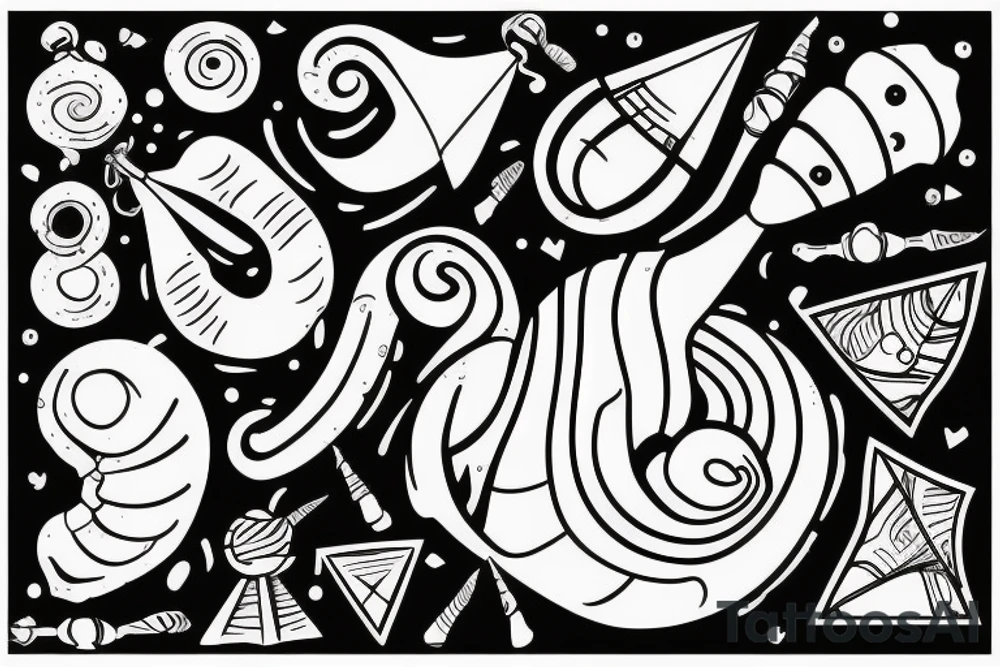 a snail with a sail on its back crawls around the globe tattoo idea