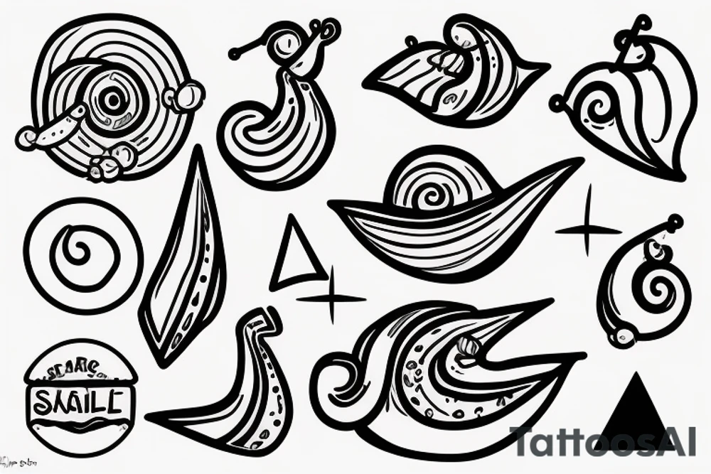 a snail with a sail on its back crawls around the globe tattoo idea