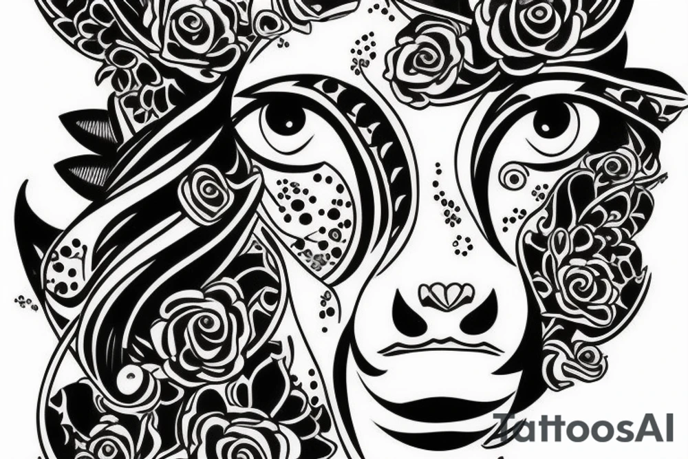 Female Cow with big eyes tattoo idea