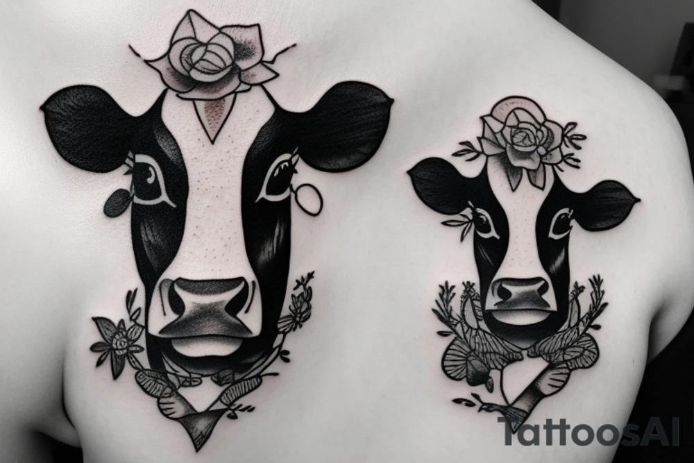 Female Cow with big eyes tattoo idea