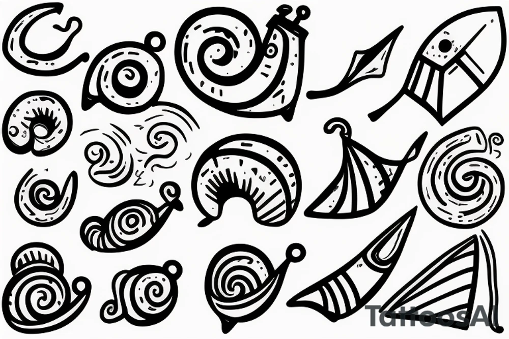 a snail with a sail tattoo idea