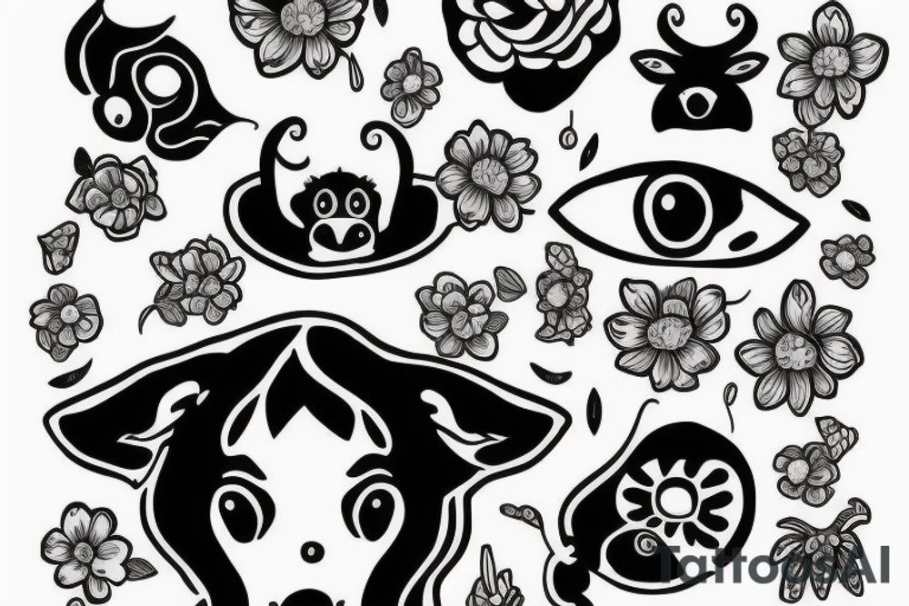 Female Cow with big eyes tattoo idea