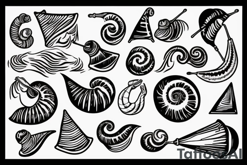 a snail with a sail on a back tattoo idea