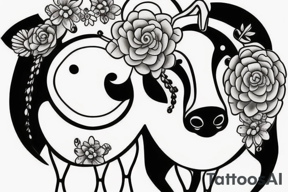 Female Cow with big eyes tattoo idea