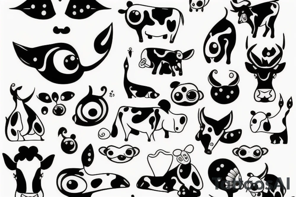 Female Cow with big eyes tattoo idea