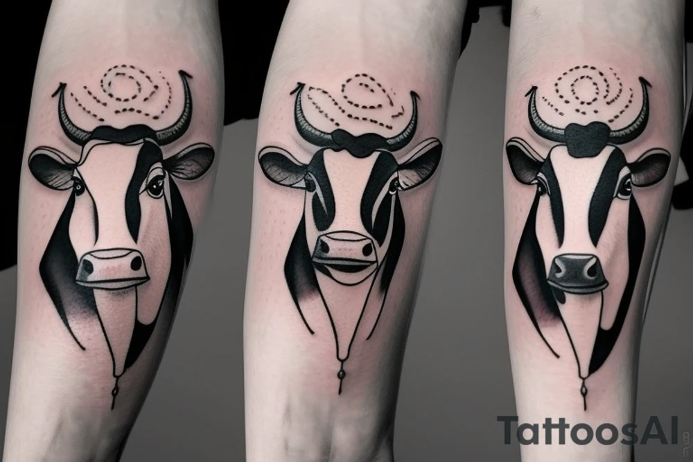 Female Cow with big eyes tattoo idea