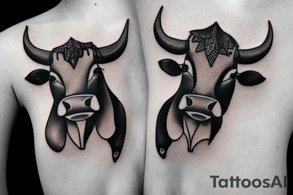 Female Cow with big eyes tattoo idea