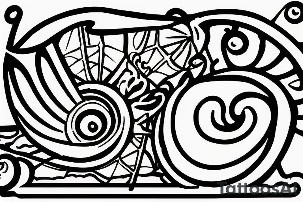 snail with a sail on a shell tattoo idea