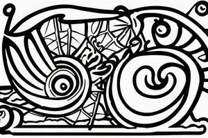 snail with a sail on a shell tattoo idea