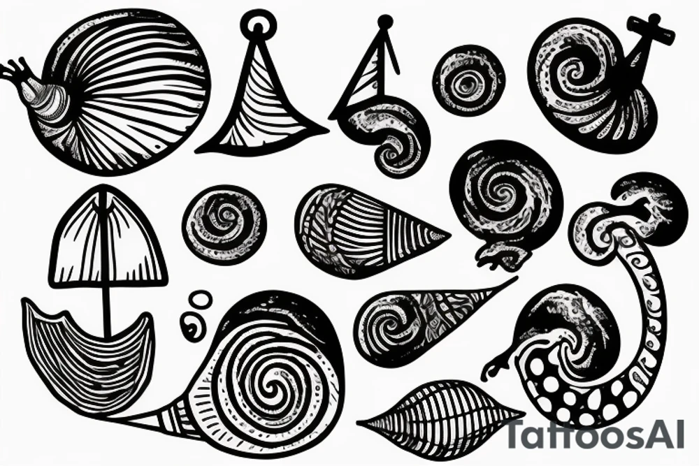 snail with a sail on a shell tattoo idea