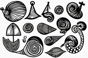 snail with a sail on a shell tattoo idea