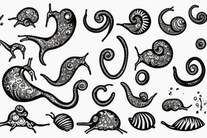 the snail crawls through the depths tattoo idea