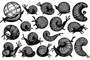 snail crawling on the globe tattoo idea