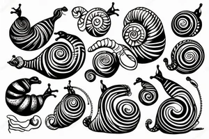 snail crawling on the globe tattoo idea