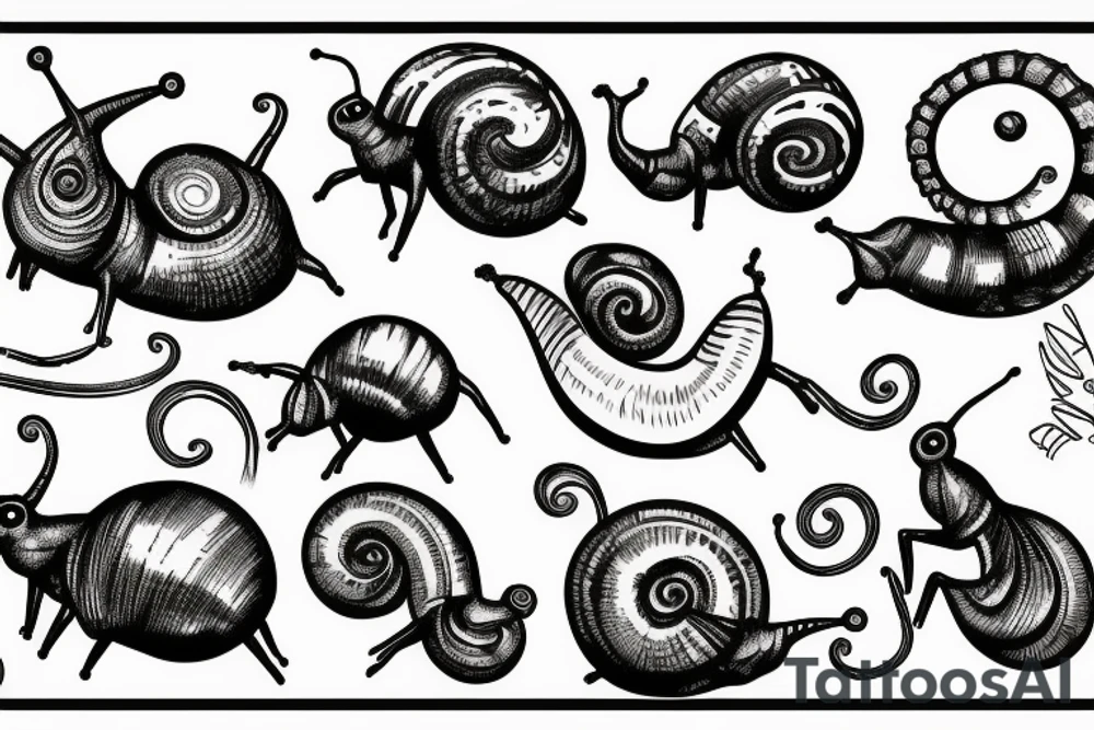 snail crawling on the globe tattoo idea