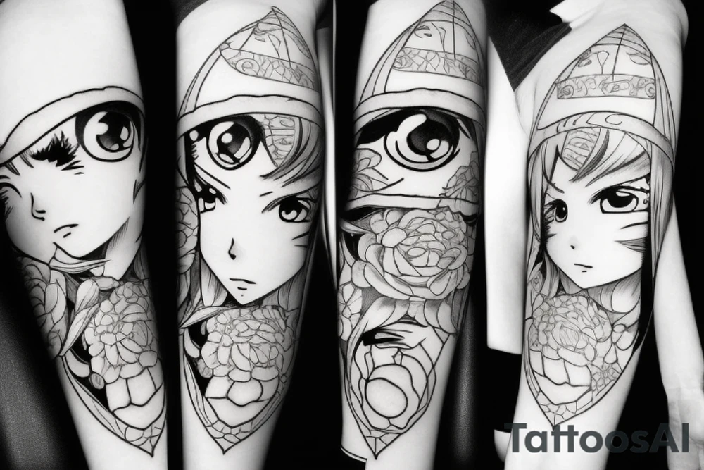Anime girl eyes tattoo idea