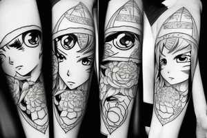 Anime girl eyes tattoo idea