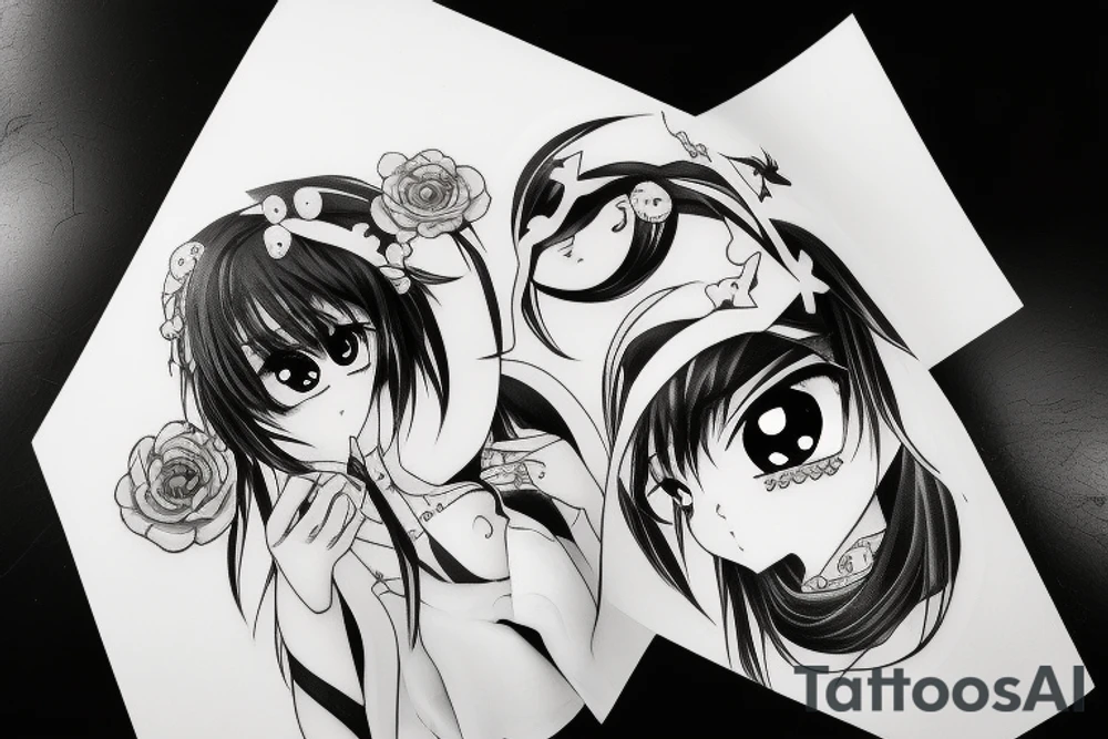 Anime girl eyes tattoo idea