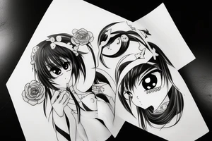 Anime girl eyes tattoo idea
