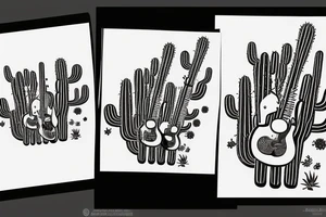 mexican-style sad cactus holding a guitar tattoo idea