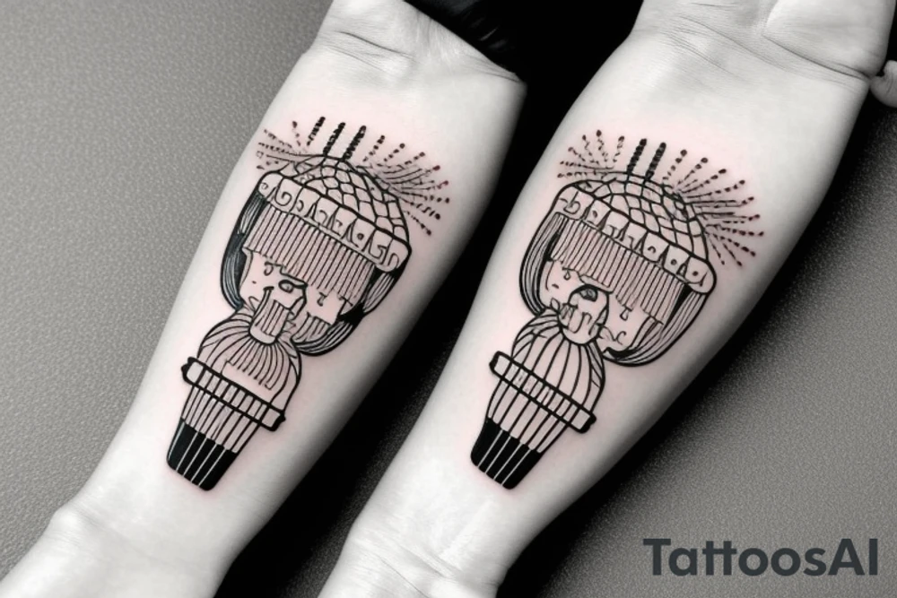mexican-style sad cactus holding a guitar tattoo idea
