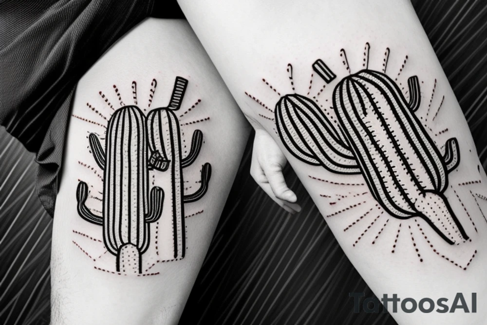 mexican-style sad cactus holding a guitar tattoo idea
