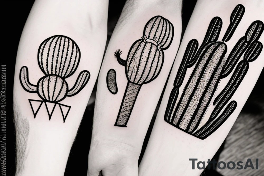 cactus holding a guitar tattoo idea