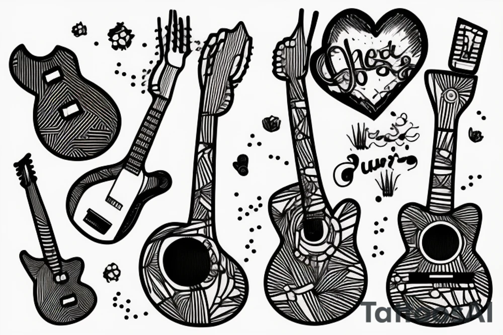 cactus holding a guitar tattoo idea