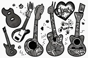 cactus holding a guitar tattoo idea