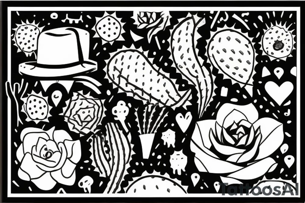 Sad alive cactus tattoo idea