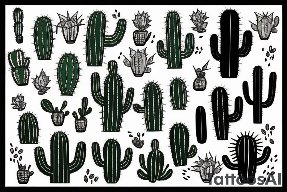 Sad alive cactus tattoo idea