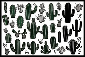 Sad alive cactus tattoo idea