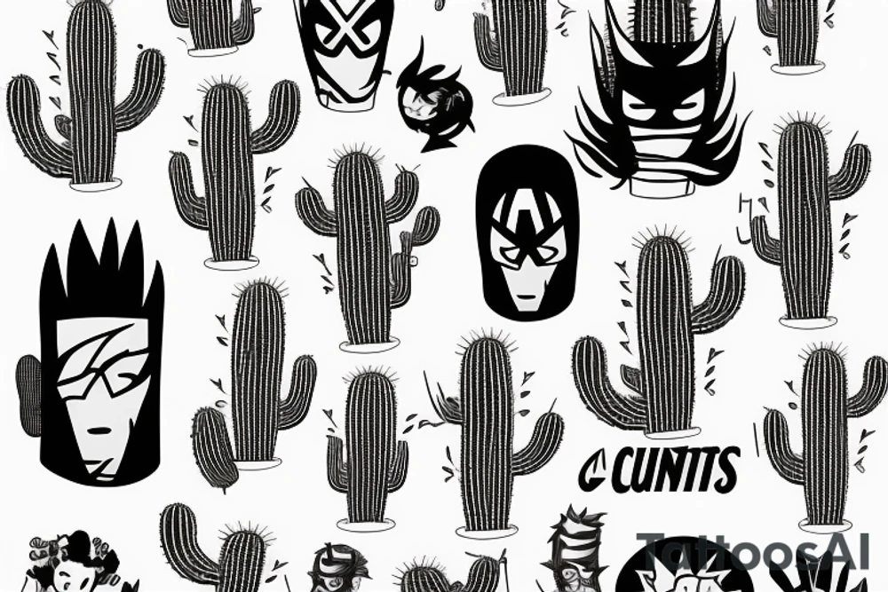 cactus super hero tattoo idea