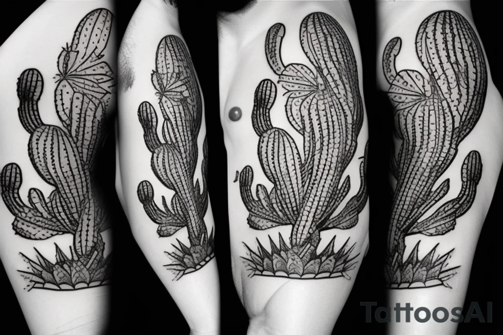cactus super hero tattoo idea