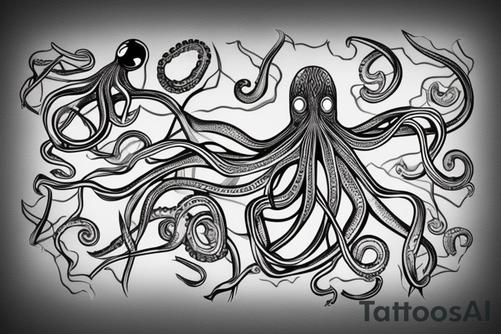 Straight lines octopus tattoo idea