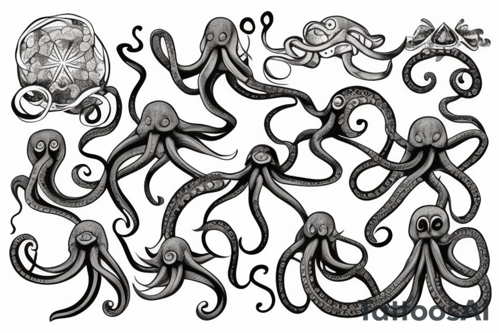 Straight lines octopus tattoo idea