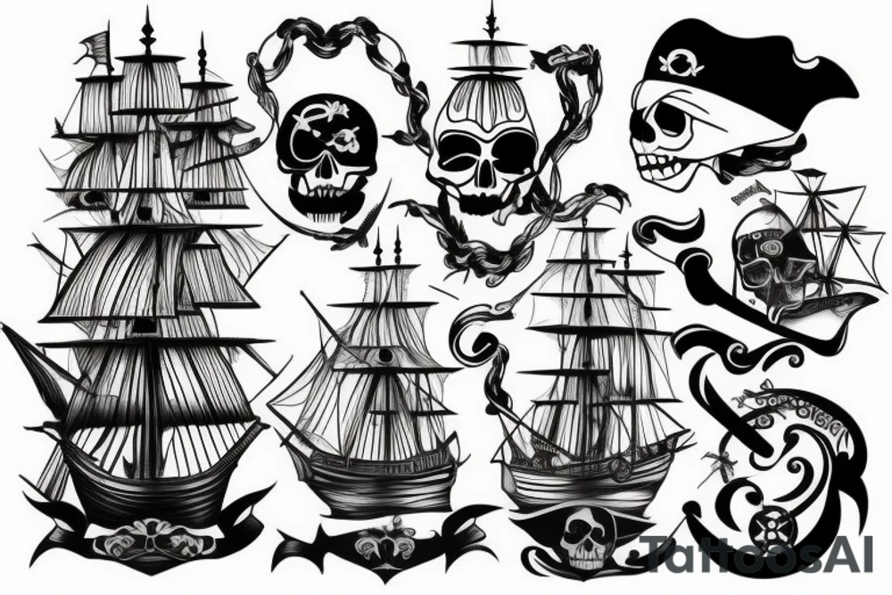 pirate ship tattoo idea