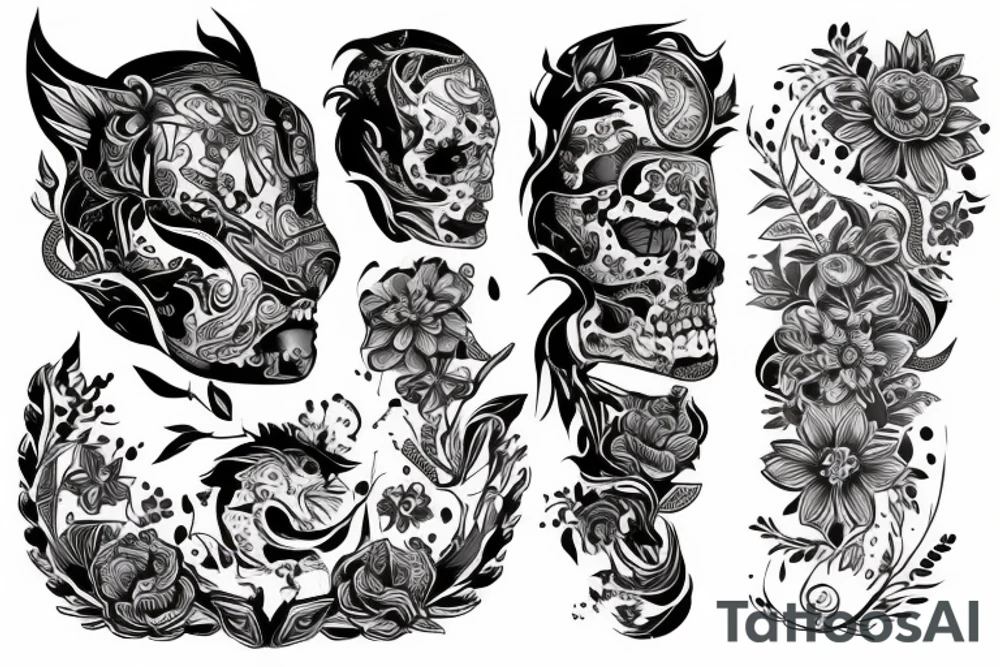 синий кот в красной шапке tattoo idea