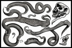 shull and snake inside tattoo idea