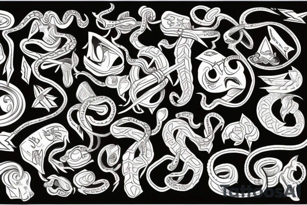 shull and snake inside tattoo idea