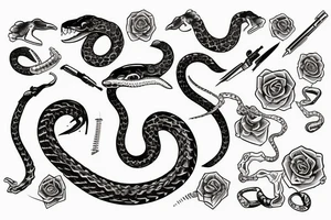 shull and snake inside tattoo idea