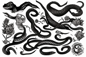 shull and snake inside tattoo idea