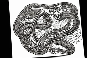 shull and snake inside tattoo idea