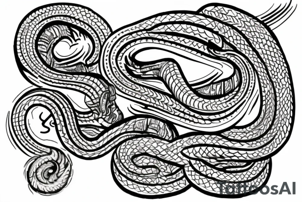 shull and snake inside tattoo idea