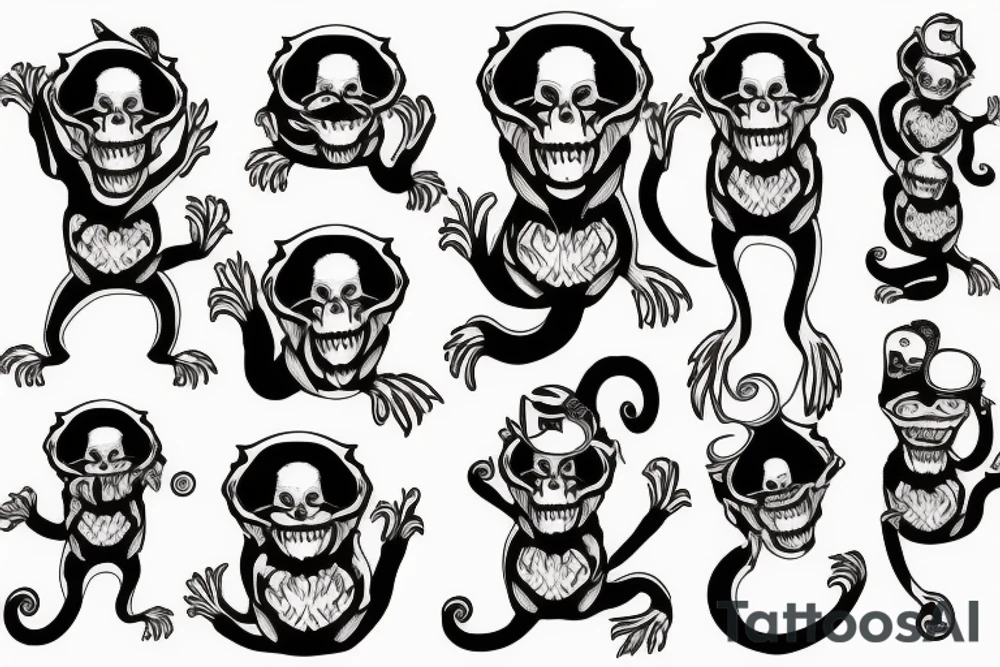 full body pirate monkey tattoo idea