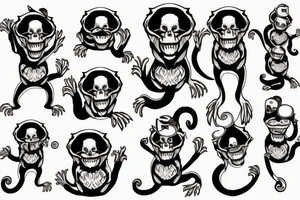 full body pirate monkey tattoo idea