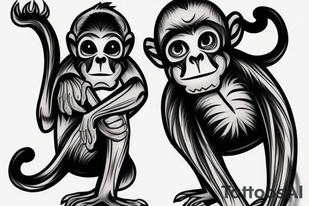 full body pirate monkey tattoo idea