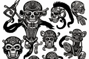 full body pirate monkey tattoo idea