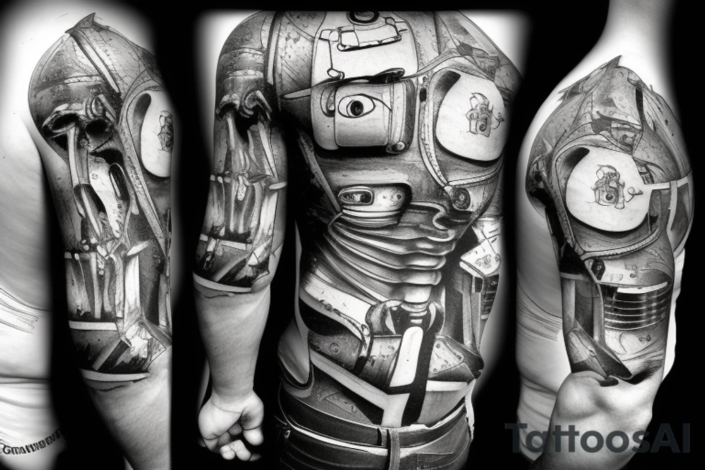 Terminator biomechanik mit matrixsymbolen tattoo idea