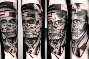 Terminator biomechanik mit matrixsymbolen tattoo idea